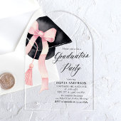 Moderner Pink Bow Graduiertenbogen Acryleinladungen