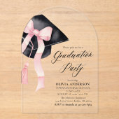 Moderner Pink Bow Graduiertenbogen Acryleinladungen (Vorderseite)