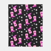 Moderner Pink Cowgirl Western Stiefel Stars Black Fleecedecke (Vorderseite)