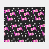 Moderner Pink Cowgirl Western Stiefel Stars Black Fleecedecke (Vorderseite (Horizontal))