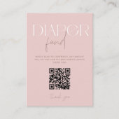 Moderner Pink Diaper Fund Baby Dusche QR Code Begleitkarte (Vorderseite)