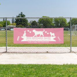 Moderner Pink Dog Silhouette Hund Erwachsenensalon Banner