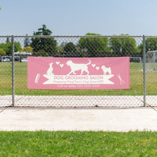 Moderner Pink Dog Silhouette Hund Erwachsenensalon Banner (Insitu)