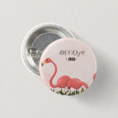 Moderner Pink Flamingo Square Paper Untersetzer Button (Vorne & Hinten)
