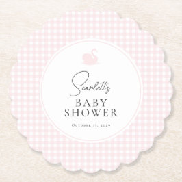 Moderner Pink Gingham Swan Baby Showroom Untersetz Untersetzer