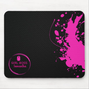 Moderner Pink Girl Boss & Name Bestes Mädchen-Ge Mousepad