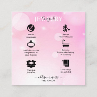 Moderner Pink Girly Gradient Juwelier Care Square  Quadratische Visitenkarte