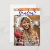 Moderner Pink Glitzer Script Foto Abschluss Einladung (Vorne/Hinten)