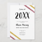 Moderner Pink & Gold Glitzer Script Foto Abschluss Einladung (Vorderseite)