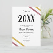 Moderner Pink & Gold Glitzer Script Foto Abschluss Einladung (Stehend Vorderseite)