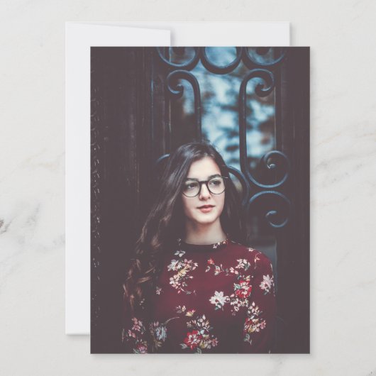 Moderner Pink & Gold Glitzer Script Foto Abschluss Einladung (Rückseite)