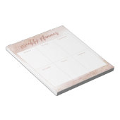 Moderner Pink Gold Watercolor Wochenplaner Notizblock (angewinkelt)