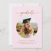 Moderner Pink Graduate Foto Abschluss Ankündigung (Vorderseite)