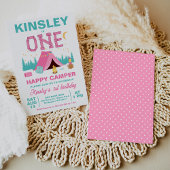 Moderner Pink Happy Camper Thema 1. Geburtstag Einladung