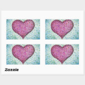 Moderner Pink Heart Pointillismus Rechteckiger Aufkleber (Blatt)