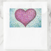 Moderner Pink Heart Pointillismus Rechteckiger Aufkleber (Tasche)