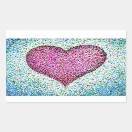 Moderner Pink Heart Pointillismus Rechteckiger Aufkleber