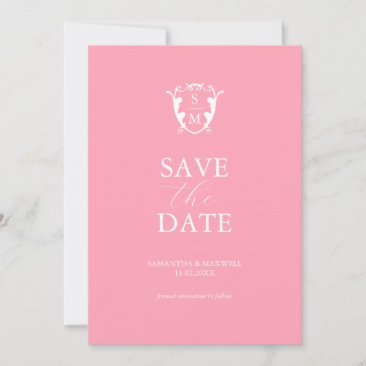 Moderner Pink-Minimal Save the Date (Vorderseite)