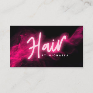 Moderner Pink Neon & Rauch Hairstylist Visitenkarte