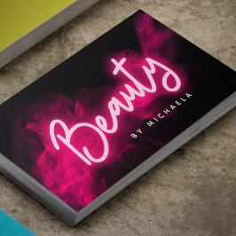 Moderner Pink Neon & Smoke Beauty Salon Visitenkarte