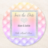 MODERNER PINK PASTEL DIAMOND SAVE THE DATE UNTERSE RUNDER PAPPUNTERSETZER (Vorderseite)