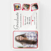 Moderner Pink Red White Graduate Foto Abschluss Banner (Vertikal)