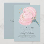 Moderner Pink Rose Glitzer mit Girl Baby Dusche (Vorne/Hinten)