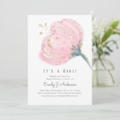 Moderner Pink Rose Glitzer mit Girl Baby Dusche (Stehend Vorderseite)