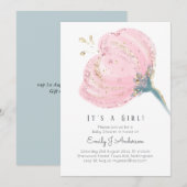 Moderner Pink Rose Glitzer mit Girl Baby Dusche (Vorne/Hinten)