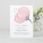 Moderner Pink Rose Glitzer mit Girl Baby Dusche (Stehend Vorderseite)