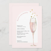 Moderner pink-schicker Pop, das blubbly Champagner Einladung (Vorne/Hinten)