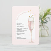 Moderner pink-schicker Pop, das blubbly Champagner Einladung (Stehend Vorderseite)