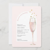 Moderner pink-schicker Pop, das blubbly Champagner Einladung (Vorderseite)