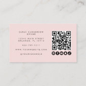 Moderner Pink-Schwarzer-Schrift-QR-Code-Friseur Visitenkarte (Rückseite)