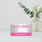 Moderner Pink & Silver Beauty Salon & Wellness-Cen Empfehlungskarte (Stehend Vorderseite)