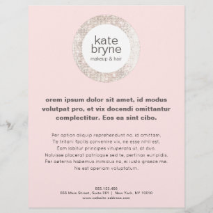 Moderner Pink Silver Sequins Friseur Salon Flyer