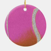 Moderner Pink Tennisball mit Imitat Glitzer Line Keramik Ornament (Hinten)