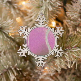 Moderner Pink Tennisball mit Imitat Glitzer Line Schneeflocken Zinn-Ornament