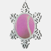 Moderner Pink Tennisball mit Imitat Glitzer Line Schneeflocken Zinn-Ornament (Rechts)