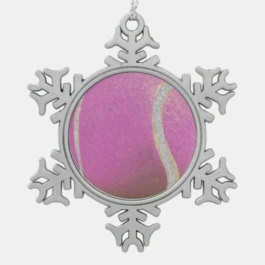 Moderner Pink Tennisball mit Imitat Glitzer Line Schneeflocken Zinn-Ornament (Vorderseite)