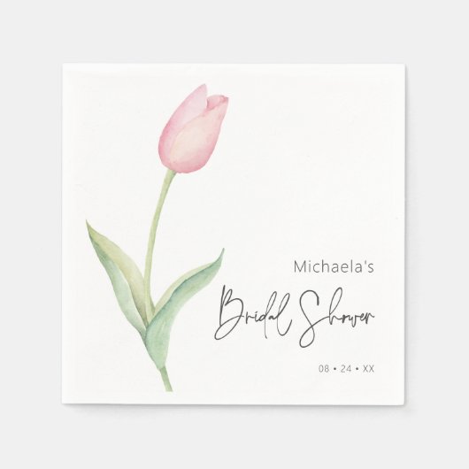Moderner Pink Tulip Solo Brautparty Cocktail Serviette (Vorderseite)