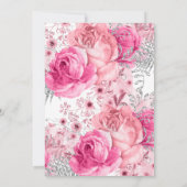 Moderner Pink und Silver Floral Bridal Brunch Einladung (Rückseite)