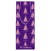 Moderner Pink Weihnachtsbaum Individuelle Name Lil Geschenktüte Für Weinflaschen (Rückseite)