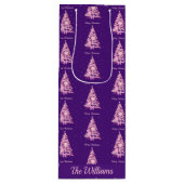 Moderner Pink Weihnachtsbaum Individuelle Name Lil Geschenktüte Für Weinflaschen (Vorderseite)