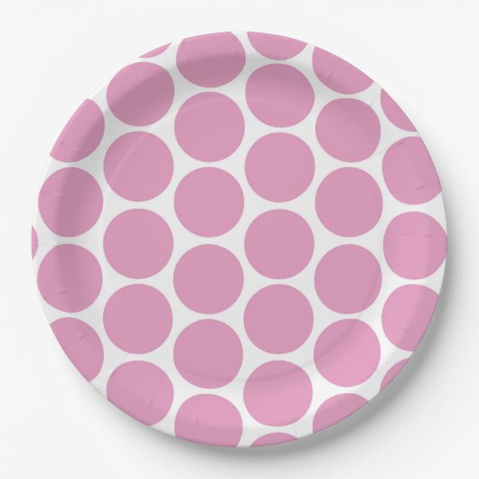 MODERNER PINK, WEISSE POLKA-PUNKTE PAPPTELLER (Vorderseite)