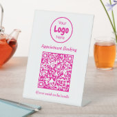 Moderner Pink-weißer QR-Code zur Terminbuchung Sockelschild (In Situ)