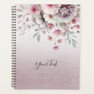 Moderner Pinker Weißer Floraler Hochzeitsplaner Planer