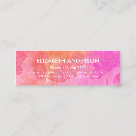 Moderner pinkfarbener und orangefarbener Abschluss Telefonnummerkarte (Rückseite)