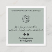 Moderner Pinsel danke Drehbuch Reihenfolge grün Quadratische Visitenkarte (Rückseite)