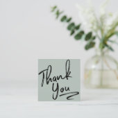 Moderner Pinsel danke Drehbuch Reihenfolge grün Quadratische Visitenkarte (Stehend Vorderseite)